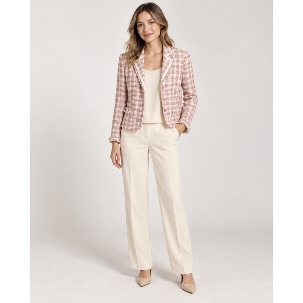 Amanda Smith Petite Sz 2 3-Piece Tweed Jacket Sleeveless Shirt Pant Suit NWT Y2K